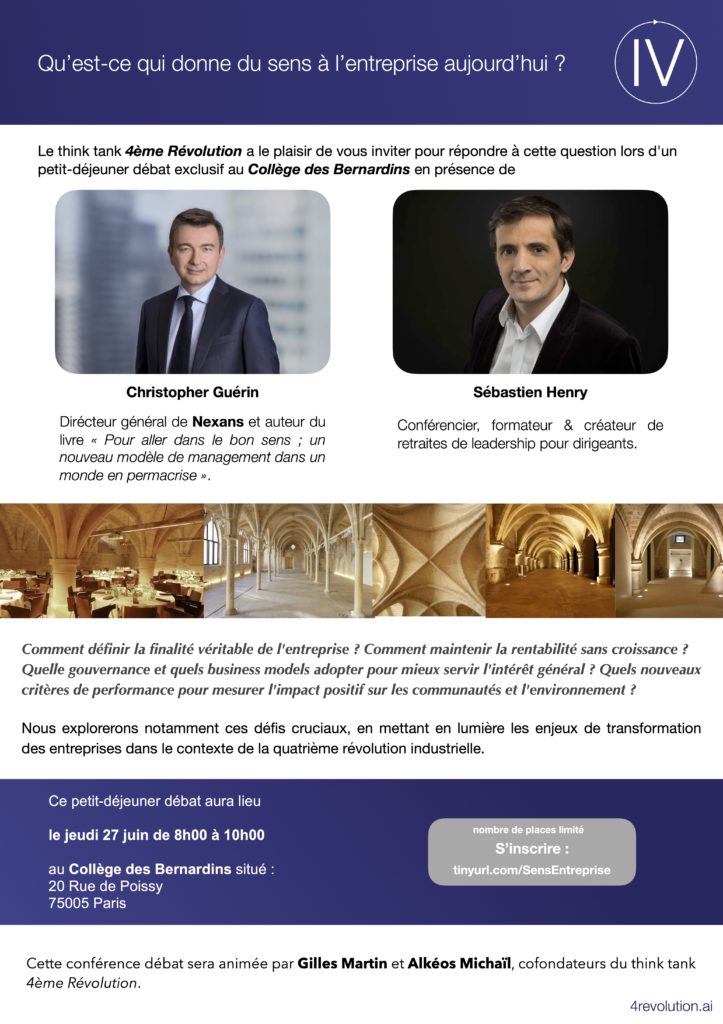 Conférence aux Collège des Bernardins - Qu'est-ce qui donne du sens à l'entreprise aujourd'hui ?