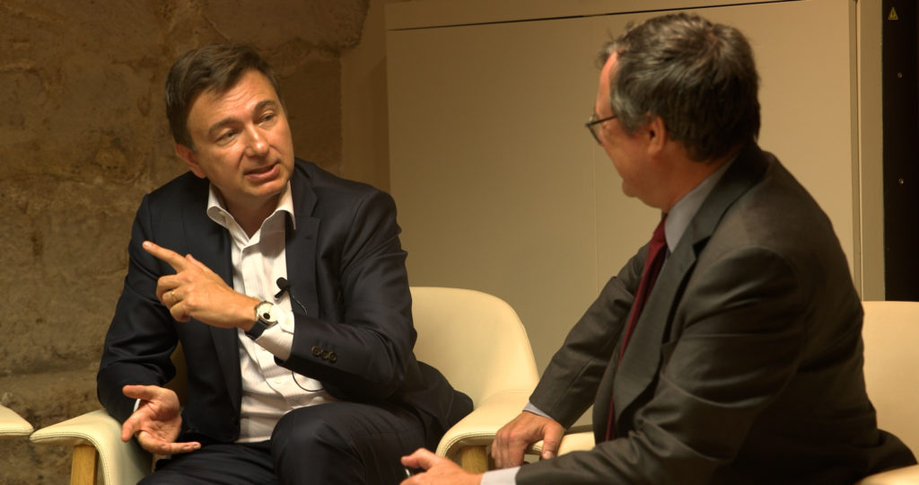 Photographie de Christopher Guérin et Gilles Martin au Collège des Bernardins.